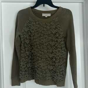 Olive Green Lace Long Sleeve Top